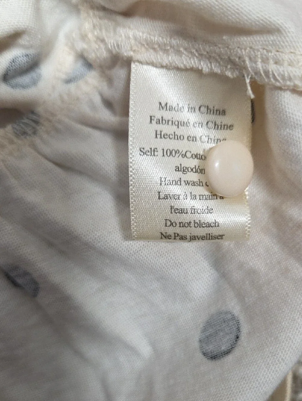 Anthropologie Cream Blouse with Black Polka Dots and Peplum